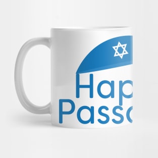 Blue Happy Passover Greeting with Kippah and Star of David Mug